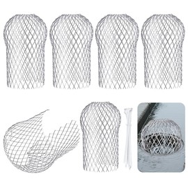 vsshe 6 Pcs Aluminum Gutter Guards, Metal Gutter Downspout Guard with 10 cable ties, Expandable Leaf Strainer Gutters Screen Covers Down Pipe Protectors to Stops Leaves Debris Moss Mud