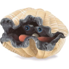 Folkmanis Giant Clam Hand Puppet Plush, Light Tan/Gray