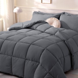 DOWNCOOL Comforters Oversize King Size, Dark Grey All Season Duvet Insert, Lightweight Quilt, Down Alternative Hotel Comforter with Corner Tabs (Dark Gray, Oversize King 116x98 Inches)