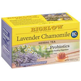 Bigelow Tea Bigelow Tea Lavender Chamomile Plus Probiotics Herbal Tea, Caffeine Free with Lavender Chamomile, 18 Count Box (Pack of 6), 108 Total Tea Bags