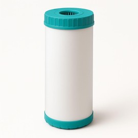 LiquaGen Refillable Bone Char Water Filter Cartridge – Helps Improve Taste and Odor – Reduces Chlorine and Fluoride – For Whole House or Under-Sink Systems – Reusable Filter Shell (1, 4.5" x 10")