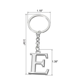 PATIKIL Initial Letter Keyring, Letter E Key Ring, DIY Pendant Key Ring, Bag Backpack Decoration for Men, Women, Party Gifts, Silver, silver