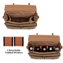 Lodrid Vintage Bartender Kit Bag with Flexible Compartments for Wine, Leather Waxed Canvas Bartender Tote with Removable Dividers, Bar Bag with Handle and Shoulder Strap, Case Only, Patent Design