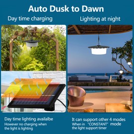 ABZXT Solar Outdoor Pendant Light IP65 Waterproof Motion Sensor Auto Dusk to Dawn Powered for Patio Barn Garden Pathway Yard Lawn Balcony Chicken Coop Bullpen Pig Pen Stables Tents