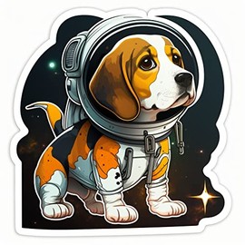 Yoonek Graphics Cute and Adorable Beagle Wearing a Space Helmet in Space Decal Sticker for Car Window, Laptop and More.1573Beagle4