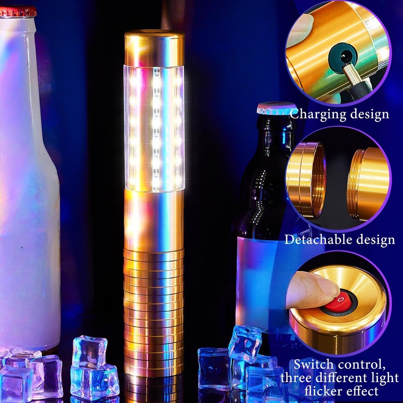 Civaner 4 Pcs Upgrade Bottle Service Lights LED Strobe Baton