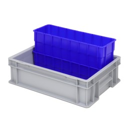 Insert Box Divider Set for Euro Containers, Drawers with Inner Dimensions 362 x 262 mm (L x W), 102 mm High, Various Sizes/Colours (Set of 2 Including Box, Blue)