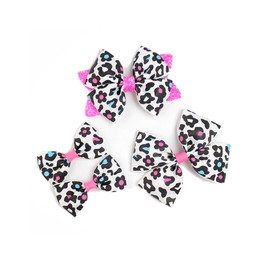 Cheetah Bow Hair Clips Leopard Hair Bow Clips Cheetah Hairclips Leopard Bowknot Pin BBW01 (4 Pcs-Set D)