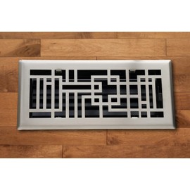 Madelyn Carter Capitman Art Deco Style Vent Cover, Solid Cast Steel Interior, Controls Air Flow, 2 x 12 inches (Overall Face: 3.625 x 13.375 inches), Brushed Nickel