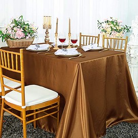 Wedding Linens Inc. 90" x 132" Rectangular Seamless Satin tablecloths Table Cover Linens for Restaurant Kitchen Dining Wedding Party Banquet Events - Copper