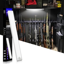 QIRANUI 40 LED Gun Safe Light Bar - 12" PIR Motion Activated Lighting for Gun Safes, Cabinets & Workshops | 6000K Bright Daylight, Magnetic Mount, Type-C Rechargeable