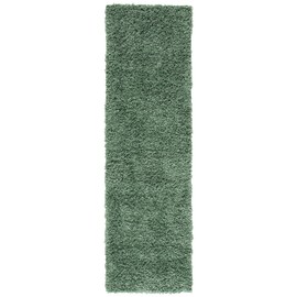 SAFAVIEH August Shag Collection Runner Rug - 2' x 13', Green, Solid Design, Non-Shedding & Easy Care, 1.5-inch Thick Ideal for High Traffic Areas in Living Room, Bedroom (AUG200Y)
