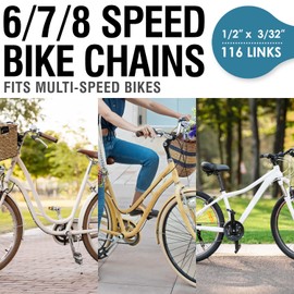 MARQUE 6/7/8 Speed Bike Chain - Bicycle Chain for Road & Mountain Bike, Quick Link Included for Easy Installation, 1/2 x 3/32 inch, 116 Links - MTB Chains Replacement (1 Set, 6/7/8 Speed Chain)