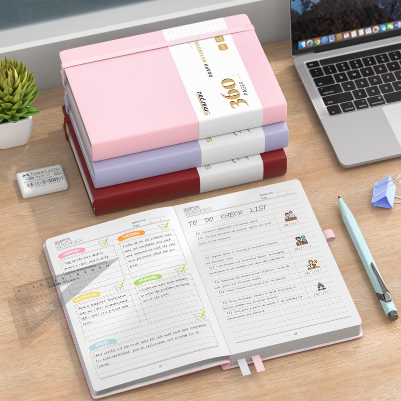 Smarpau Notebook A5, Hardcover Lined Journal with 360 Pages, 100