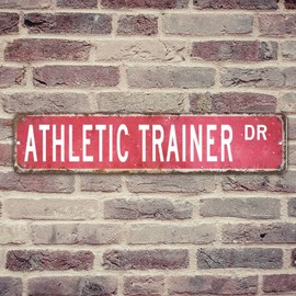 Athletic Trainer Sign Oil Paint DR Series Solid Pink Indoor Outdoor Decorations Rust-Free Metal Wall Art Easy Mounting for Garages Bar Courtyard Engagement Present Rectangle 4x18in