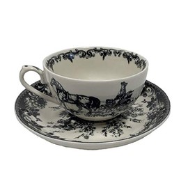 5-3/4" Virginia Transferware Porcelain Tea Cup and Saucer - Antique Reproduction