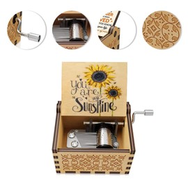 Sunflower Wooden Engraved Colorful Music Box Antique Engraved Musical Boxes Gifts from Mom to Daughter for Birthday/Christmas/Valentine's Day/Thanksgiving Day/Anniversary (You Are My Sunshine 3)
