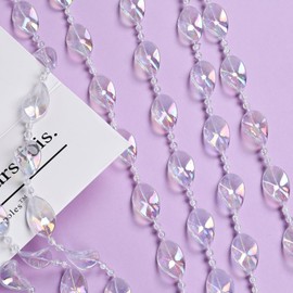 Osunnus Crystal Beaded Curtain Colorful Hanging Door Beads String Curtain Acrylic Room Divider for Doorway Party Wedding Home Shop Decor, Iridescent Leaves 3FT x 6.5FT