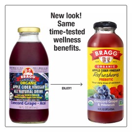 Goinsane Bragg - Organic Apple Cider Vinegar All Natural Drink Concord Grape - 16 oz. ...