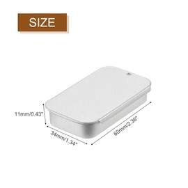 sourcing map Metal Tin Box Containers, 2Pcs 2.4x1.3x0.4 Inch Silver Mini Portable Metal Slide Top Tin Containers for Jewelry Crafts