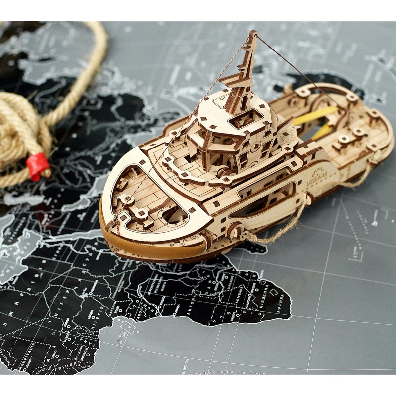 UGEARS Tugboat Ugears 3D Mechanical Wooden Model DIY 3D Brainteaser