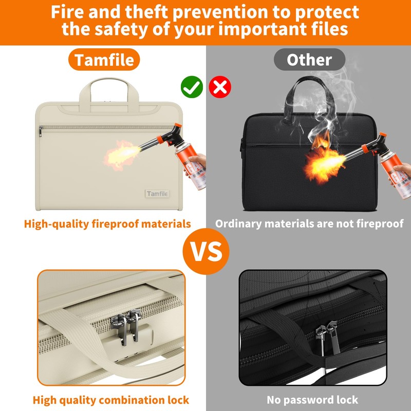 5200℉ Fireproof Accordion File Organizer with Lock, Thickened Document Organizer