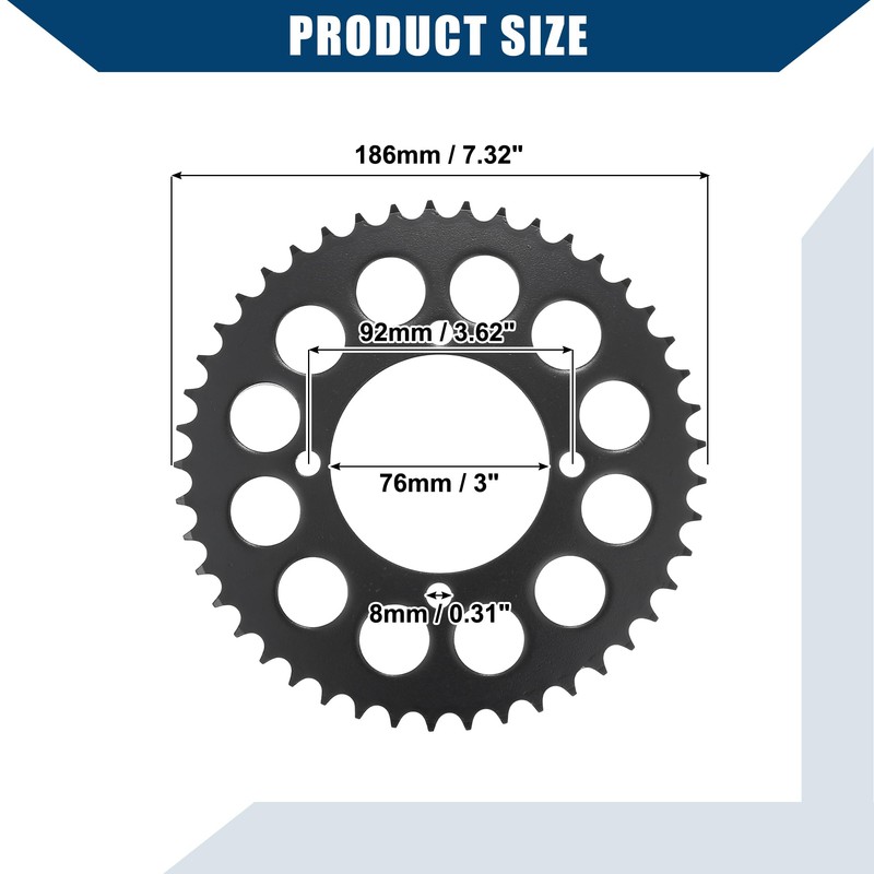 Hihaha 428 Pitch 45 Tooth Motorcycle Chain Sprocket/Rear / 76mm