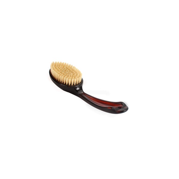 Bass Brushes | Esthetician Grade Bath & Body Brush | 100% Natural Bristle FIRM | High Polish Acrylic Handle | Oval Style | Tortoise Shell Finish | Model 75