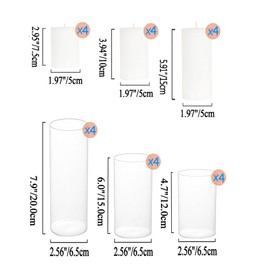 PNJHDZ 24 Pcs White Pillar Candles and Glass Candle Holders, Clear Cylinder Vases Pillar Candle Holders for Pillar Candles, Hurricane Candle Set for Wedding Party, Event, Home Office Decor