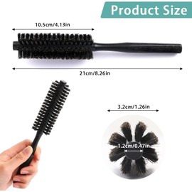 Bristle Brush Hair Roller Brush for Men and Women Small Round Hair Brush Beard Brush for Men (Black)