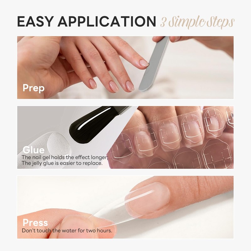 24 Pcs Duck Nails Press on French Tip Fake Nails