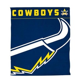 NRL Cowboys Throw Rug, one Size, Navy/Gold, 1, Piece