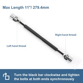 PLPFE Universal Splitter Strut Rods 11'' - 12.7'' Length Front Bumper Lip Support Strut Rod Tie Bars Fit Most Vehicles (11'' - 12.7'' Length)