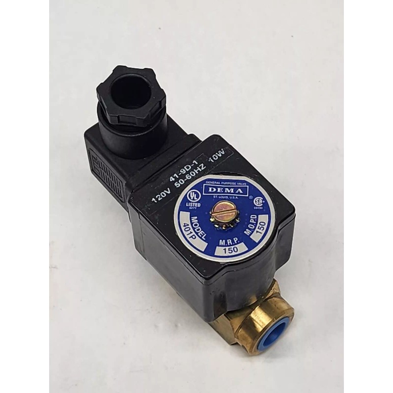 Dema 401P.6D Brass Direct N/C 120VAC DIN Solenoid Valve -