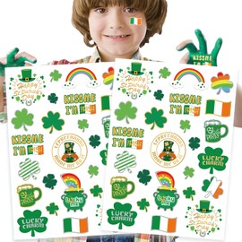 Ovasorve St Patricks Day Tattoos 52 Glitter Shamrock Tattoos, Kiss Me I'm Irish Party Favor Four-leaf Clovers St. Patricks Day Accessories, A HIT for Your Event!