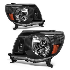 ROADEAL for 2005 2006 2007 2008 2009 2010 2011 Toyota Tacoma Headlights Assembly for 05-11 Tacoma Pickup OE Style Pickup Truck Replacement Pair with Black Housing Driver and Passenger Side