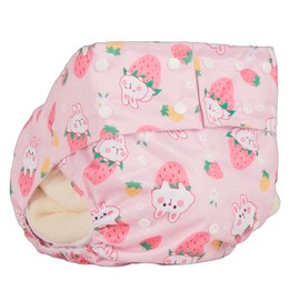 ABDL Adult Print Diaper, Unisex - IC Strawberry and Pink Rabbit Leak Proof, Highly Absorbent Diaper, Adult Diaper Cover/Wrap, ABDL　　Japanese Standard