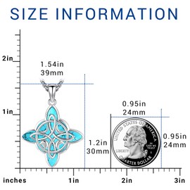 Eusense Nudo De Bruja Plata 925 Original Witches Knot Necklace for Women Men Sterling Silver Witch Knot Pendant Witchcraft Wicca Irish Jewelry Turquoise