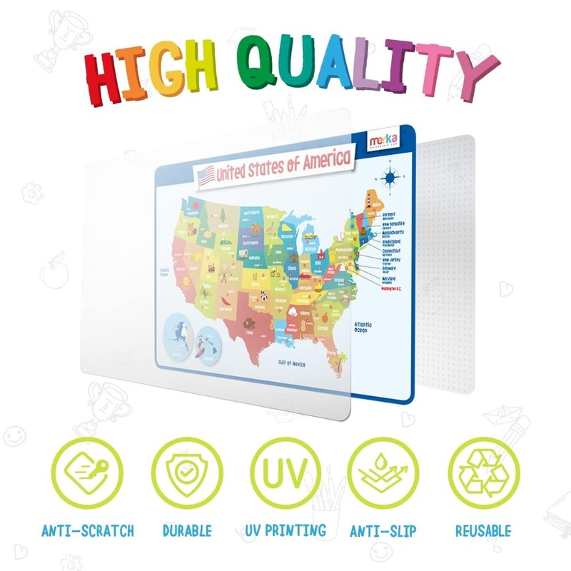 merka Kids US Map Placemat for Dining Table, Non Slip