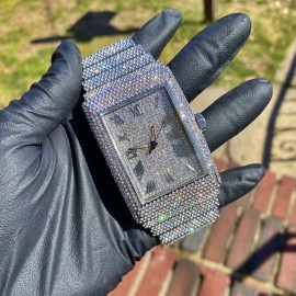 ICEDTAG Mens Full Iced Bling Out Luxury Silver Simulated Diamond Heavy Watch, Barcelet - Watch Only