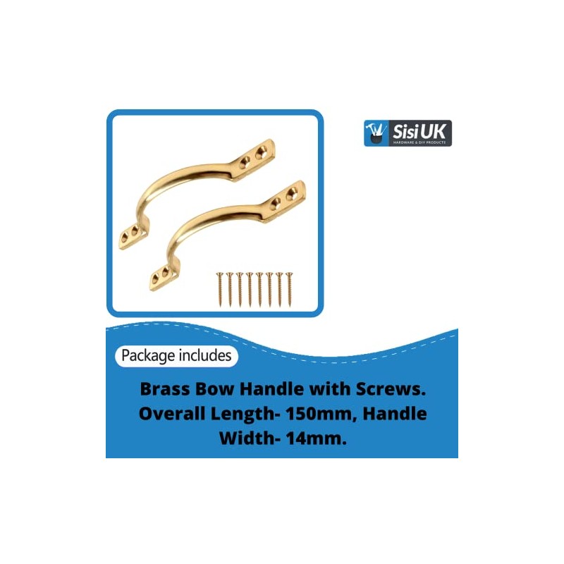 SISI UK Pull Handle Brass 6 Inch 150mm Brass Bow