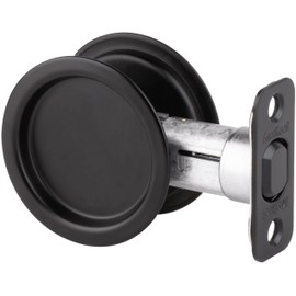 Kwikset 334-514 Round Passage Pocket Door Lock Matte Black Finish