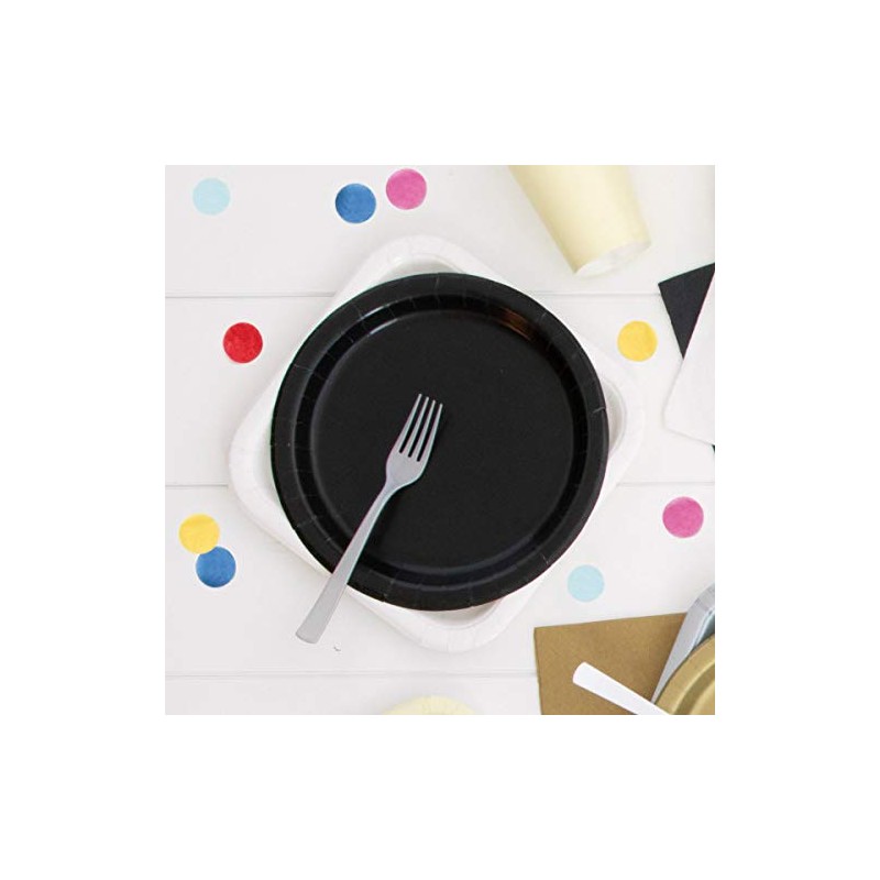 Unique Party 32080 Black Paper 9" Round Dinner Plates |