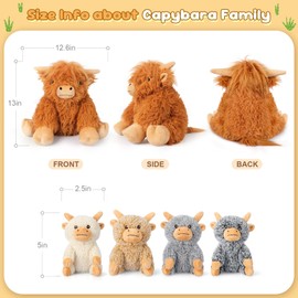 SuzziPals 5-in-1 Highland Cow Stuffed Animals with Babies Inside, 5PC Set Highland Cow Plush Mommy & 4 Babies, Soft Pillow Plushies Decor, Cute 3 to 8 Year Old Girl Gifts, Imaginative Play Toy (Cows)