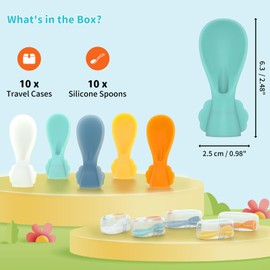 Universal Baby Food Pouch Spoon Attachment - 10 Pack, Silicone Baby Spoons for Pouches, Travel-Friendly Baby Food Squeeze Pouch Spoon