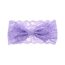 Koolgil Baby Girl's Elegant Lace Bow Knot Headband Children's Rhinestone Pearl Lace Headband for Birthday Party Photography (Lavender)