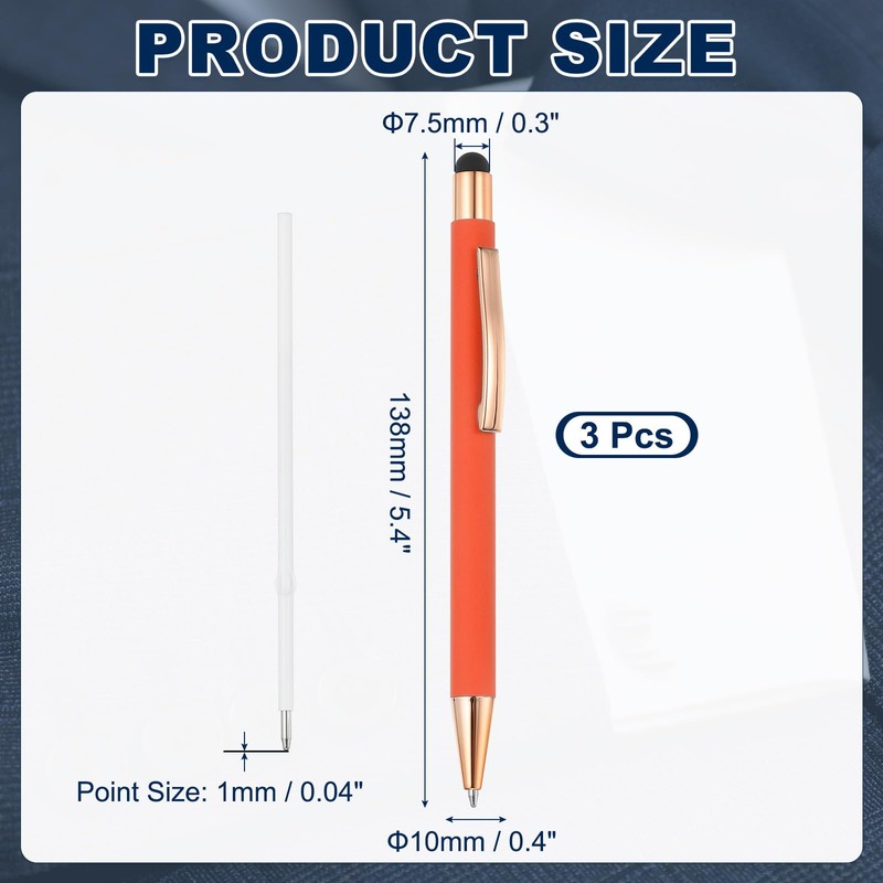 PATIKIL 3pcs Ballpoint Pen with Stylus Pen, 2 in 1