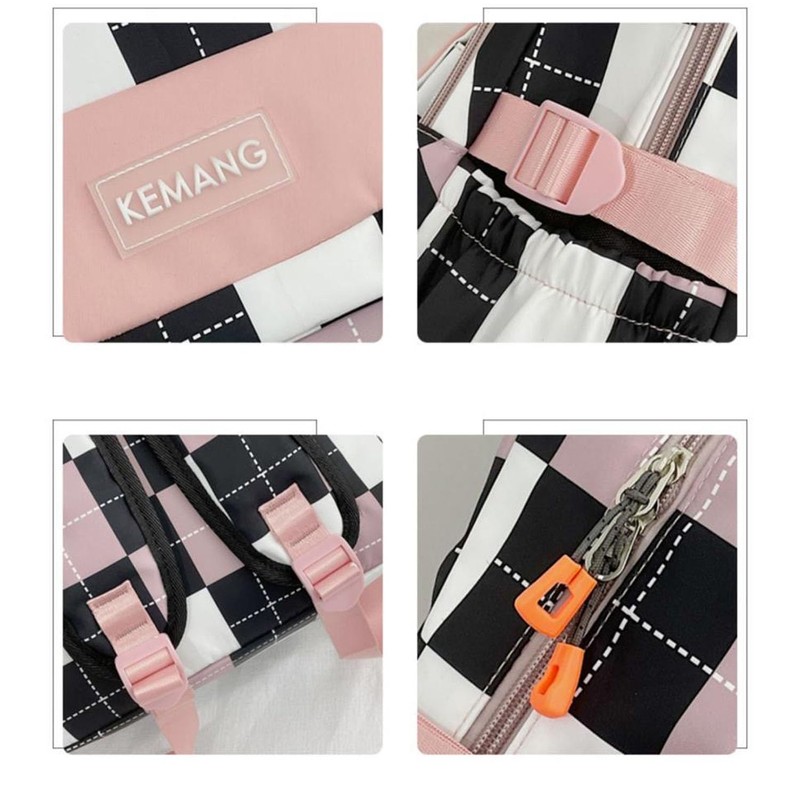 jupkem Checkered Backpack for Women Cute Backpack Black and White