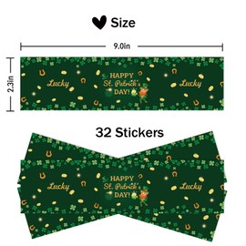 32 Pcs Happy St Patrick’s Day Water Bottle Labels, Lucky St Patrick’s Day Birthday Water Bottle Stickers, Shamrock Sign Party Bottle Wrappers, Irish Themed Party Water Labels - Green Glitter
