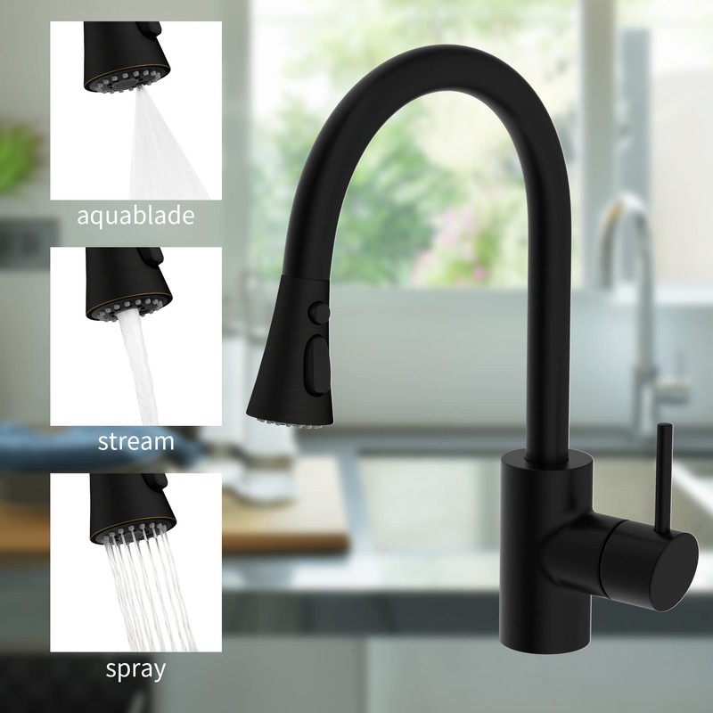 Hibbent 3-Function Pull Down Kitchen Faucet Head Replacement with 12